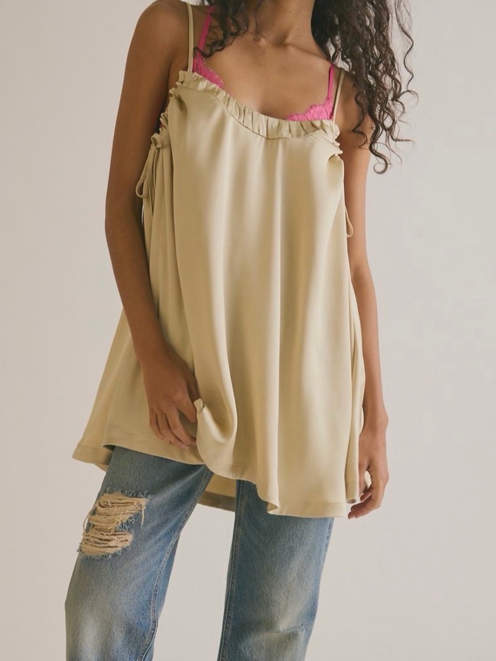 NWT! FREE PEOPLE! Sun Down Mini Slip Dress! Sz M! Ivory Champagne! All seasons!